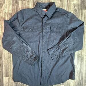 Wrangler Flex for Comfort Men’s Gray Button-Down Shirt Cotton-Blend Relaxed L/G